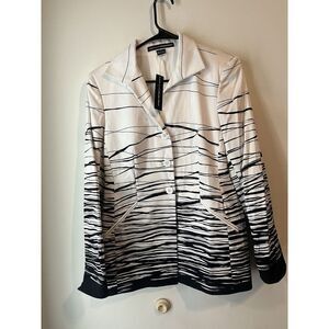 Linda Allard Ellen‎ Tracy Black And White 3 Button Jacket New With Tags Long 10